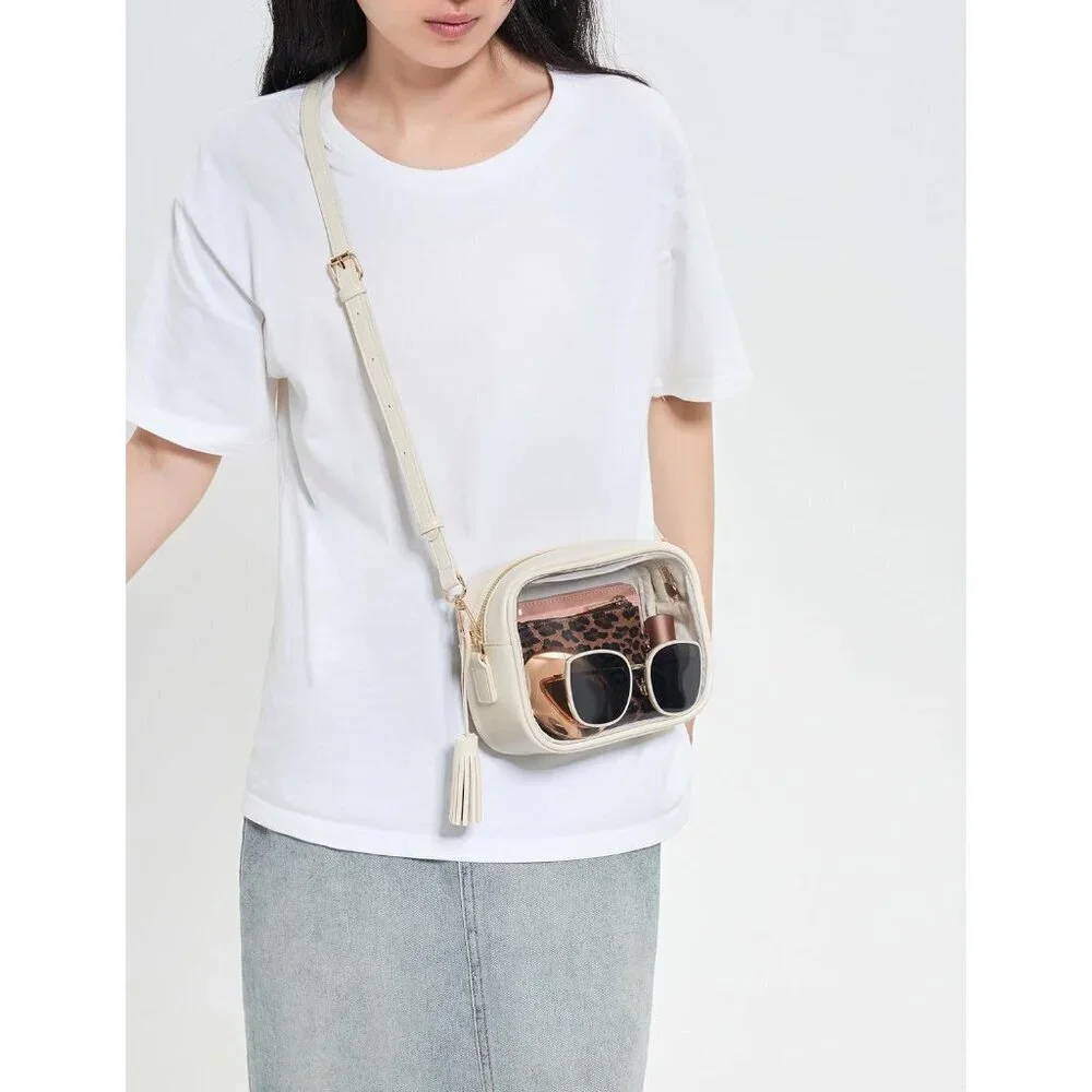 Clear Crossbody Bag PVC Small Stadium Approved Water-Resistant Women